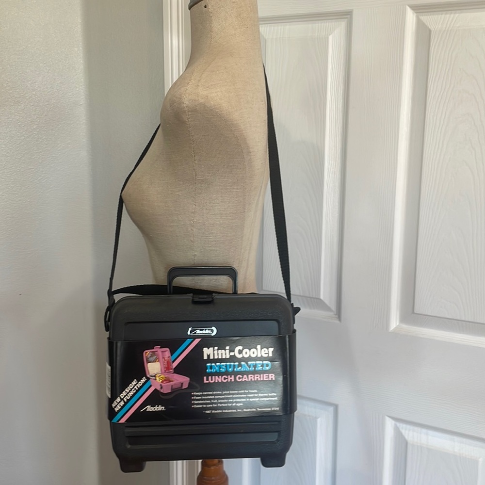 Vintage 80s Aladdin insulated mini cooler lunch box carrier black adults kids